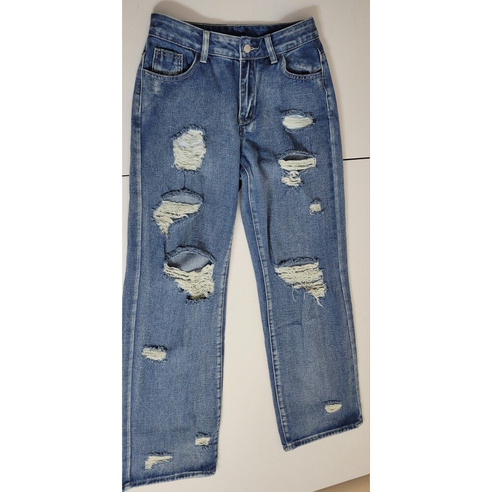 Woman's Shein High Rise Straight Leg Distressed Jeans Size 26